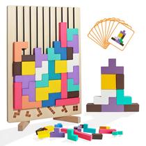 Quebra-cabeça de Empilhar de Madeira Tengantongda Brinquedo Montessori 3D Quebra-cabeça de Empilhar de Madeira Tengantongda Brinquedo Montessori 3D