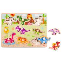 Quebra-Cabeça de Encaixe Dinossauros com Pinos, da Tooky Toy - Cód. TY859 Quebra-Cabeça de Encaixe Dinossauros com Pinos, da Tooky Toy - Cód. TY859