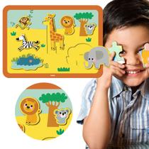 Quebra-Cabeça de Encaixe Infantil Animais Safari Montessori
