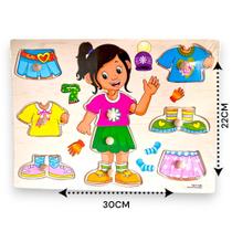 Quebra Cabeça de Encaixe Infantil Educativo Montessori em Madeira Temas