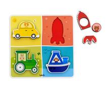 Quebra-cabeça de Encaixe Transporte Cores e Formas - BABEBI