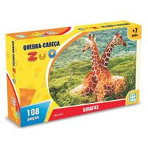 Quebra Cabeça De Girafa Com 108 Peças Infantil Educativo Animais Coordenação Motora Raciocínio Lógico Coleção Zoo Nig