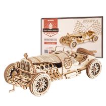 Quebra-cabeça de madeira 3D ROKR Mechanical Car Model Grand Prix 1:16