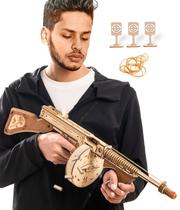 Quebra-cabeça de madeira 3D ROKR Tommy Gun Rubber Band Toy para adultos