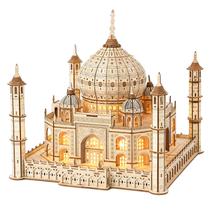 Quebra-cabeça de madeira 3D Taj Mahal com luz LED 388 peças para adultos Quebra-cabeça de madeira 3D Taj Mahal com luz LED 388 peças para adultos