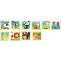 QUEBRA-CABEÇA de Madeira Animais (S) Pacote com 10