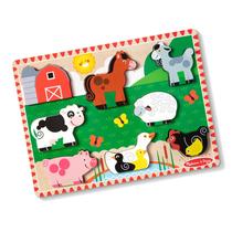 Quebra-cabeça de madeira Chunky Melissa & Doug Farm Animals 8 peças 2+ Quebra-cabeça de madeira Chunky Melissa & Doug Farm Animals 8 peças 2+