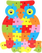 Quebra-cabeça de madeira colorida Lianshi Alfabeto Jigsaw Puzzle 26 letras inglesas feitiço brinquedos infantis quebra-cabeça de coruja