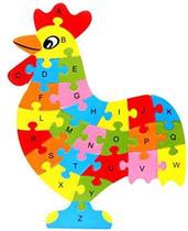 Quebra-cabeça de madeira colorida Lianshi Alfabeto Jigsaw Puzzle 26 letras inglesas soletrar brinquedos infantis quebra-cabeça de galo