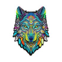 Quebra-Cabeça De Madeira Com Padrão De Lobo Formas Irregulares De Animais Brinquedo Educativo