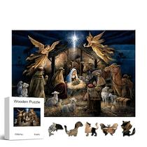 Quebra-Cabeça De Madeira De Ação De Graças E Natal Em Forma De Animal Irregular Caixa De Presente