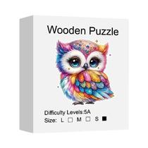 Quebra-Cabeça De Madeira De Coruja Com Gemas Arco-Íris Para Adultos, Brinquedo Mágico De Alta