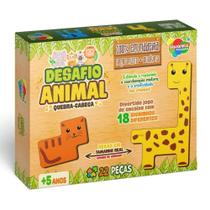 Quebra-Cabeça De Madeira Desafio Animal 22 Peças Aquarela