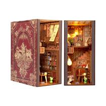 Quebra-Cabeça De Madeira DIY Miniatura De Casa De Bonecas Com Luz Táctil, Suporte Para Livros, Quebra-Cabeça De Madeira DIY Miniatura De Casa De Bonecas Com Luz Táctil, Suporte Para Livros,