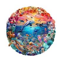 Quebra-Cabeça De Madeira Em Forma De Animal Mundo Oceânico Peças Irregulares Arte Decorativa