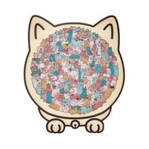 Quebra-Cabeça De Madeira Em Forma De Gato Colorido, Ornamento De Mesa Com Design Criativo De Orelhas