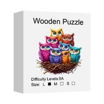Quebra-Cabeça De Madeira Família De Corujas Presente Único Em Forma De Animal Irregular Para Amantes