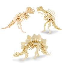 Quebra-cabeça de madeira Georgie Porgy 3D para crianças T-Rex Spinosaurus Stegosaurus