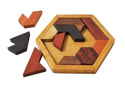 Quebra-Cabeça de Madeira Hexagonal Tangram KINGZHUO