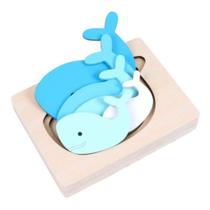 Quebra-cabeça de madeira jojofuny Kid Multicayered Gradient Whale