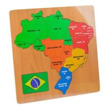 Quebra Cabeça de Madeira Mapa Geográfico do Brasil 30 Peças - DM BRASIL