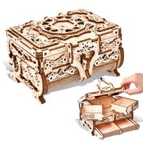 Quebra-cabeça de madeira Mechanical Treasure Box Varbertos 3D