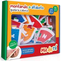 Quebra cabeca de madeira montando o alfabeto 27 pecas toyster