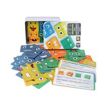 Quebra-cabeça De Madeira Montessori Infantil, Cubo Facial Mutável, Jogo De Cartas, Brinquedo