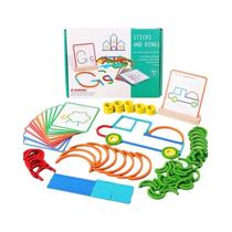 Quebra-Cabeça De Madeira Montessori Jogo Criativo De Bastões E Anéis Brinquedos De Educação Infantil