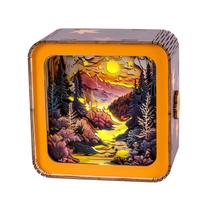 Quebra-cabeça de madeira Night Light WOODBESTS Long River Moonlight