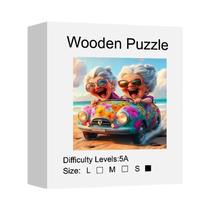 Quebra-Cabeça De Madeira Para Adultos, Velhinha Feliz, Forma Irregular, Quebra-Cabeça Único, Arte