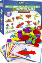 Quebra-Cabeça de Madeira Pattern Blocks 3 Bees & Me - Tangram de Formas Geométricas