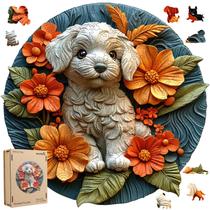 Quebra-cabeça de madeira Qiuenisray 3D Vision Effect White Dog 200 unidades Quebra-cabeça de madeira Qiuenisray 3D Vision Effect White Dog 200 unidades