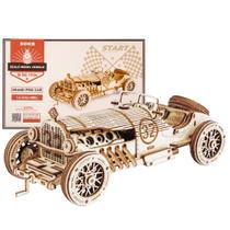Quebra-cabeça de madeira ROKR Mechanical Car Model DIY 3D Grand Prix