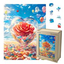 Quebra-cabeça de madeira SAWZOO Beach Rose 200 peças 21x28cm Quebra-cabeça de madeira SAWZOO Beach Rose 200 peças 21x28cm