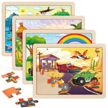 Quebra-cabeça de madeira SYNARRY Large Monster Truck 24 peças para crianças 3-6