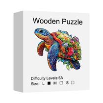 Quebra-Cabeça De Madeira Tartaruga Marinha Com Peças Irregulares Em Formato De Animal, Quebra-Cabeça