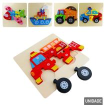 Quebra Cabeça de Madeira Veículos - Tudo em Caixa