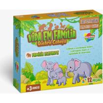 QUEBRA-CABEÇA de Madeira Vida em Família Elefante 12 Peças QUEBRA-CABEÇA de Madeira Vida em Família Elefante 12 Peças