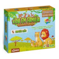 Quebra-Cabeça De Madeira Vida Em Família Leão 12 Peças Aquarela Quebra-Cabeça De Madeira Vida Em Família Leão 12 Peças Aquarela
