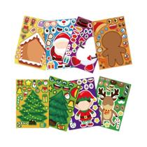 Quebra-Cabeça De Natal DIY Para Crianças, Adesivos Faça-Um-Rosto Do Papai Noel, Jogos De