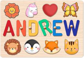 Quebra-cabeça de nomes personalizado para crianças de 1 a 3 anos Quebra-cabeça de madeira