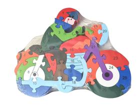 Quebra-Cabeça Didático Motoqueiro - Alfabeto/Números 26Peças