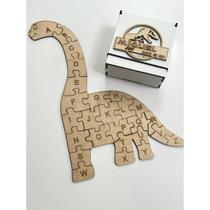 Quebra Cabeça Dinossauro + caixa personalizada MDF