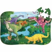 Quebra-Cabeça Dinossauros - 48 peças - Madeira - 2488 - Brincadeira De Criança