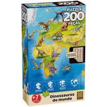 Quebra-cabeça dinossauros do mundo 200 peças - Grow Quebra-cabeça dinossauros do mundo 200 peças - Grow