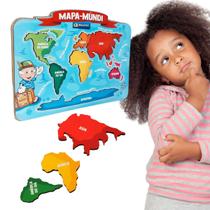 Quebra-Cabeça Divertido Infantil Mapa Mundi Continentes