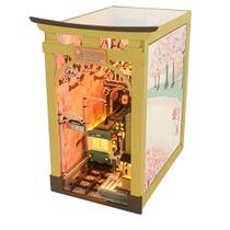 Quebra-cabeça DIY Dollhouse Book Stand com luz LED TOPBSFARNY 3D