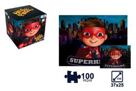 Quebra-Cabeça do Herói Super Hero com 100 Peças - 27x36,5 cm
