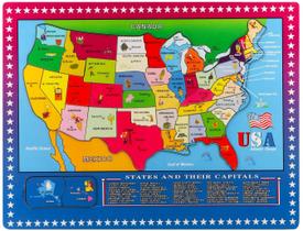 Quebra-cabeça do Mapa dos EUA para Crianças, Aprendizado Divertido de Geografia, 46 peças